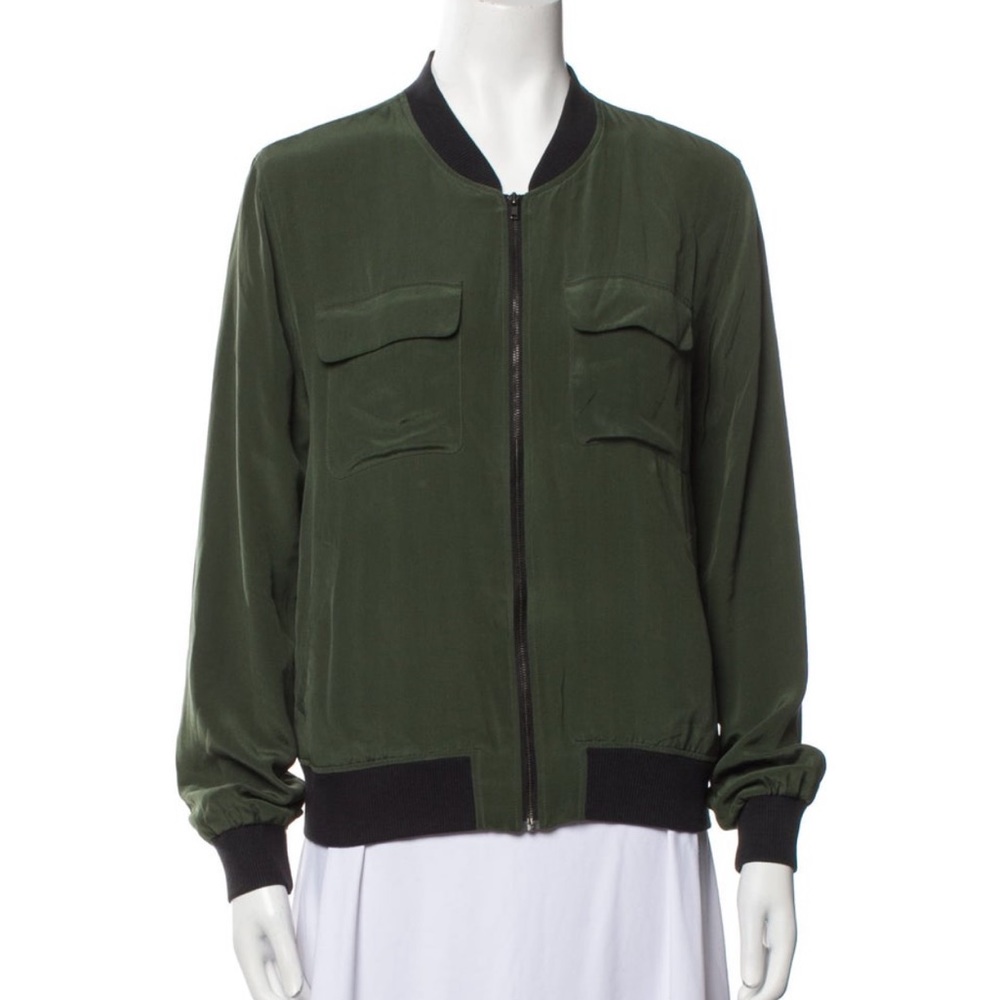 Equipment Silk Bomber Jacket Green
